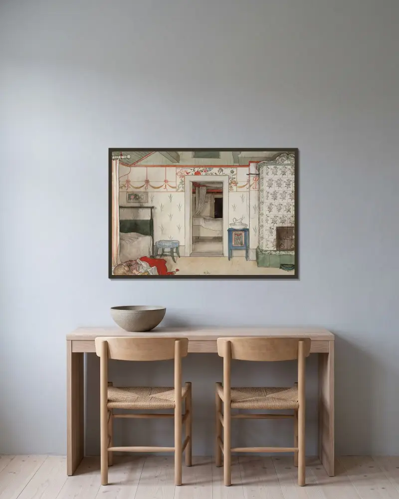Britas Nickerchen von Carl Larsson gerahmt an einer Wand