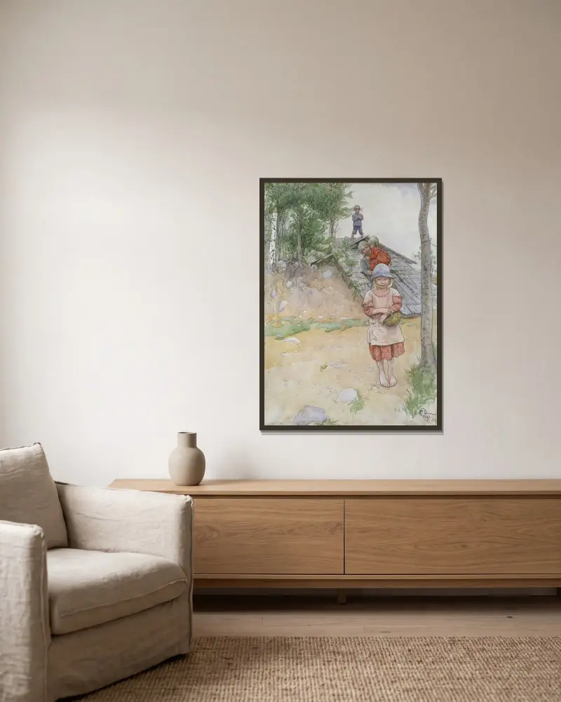 U sklepa, Carl Larsson v rámu na stěně