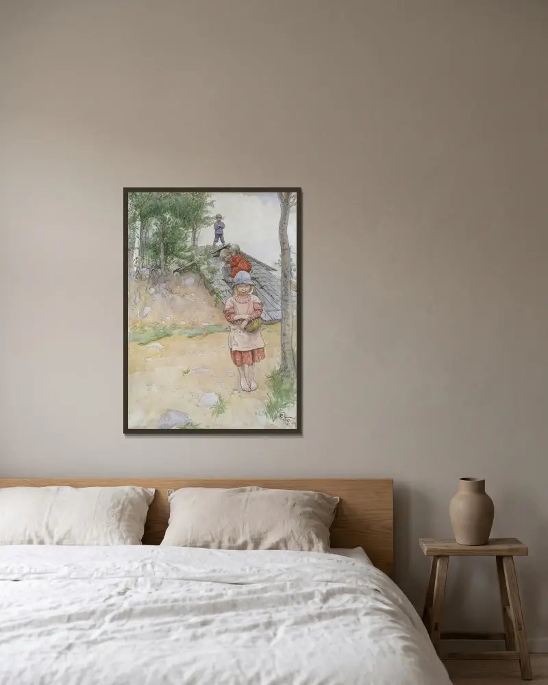 U sklepa, Carl Larsson v rámu na stěně