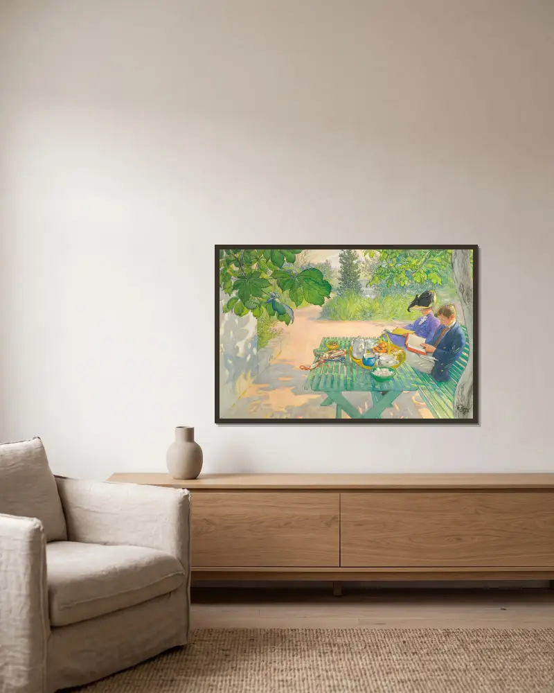 Prázdninové čtení, Carl Larsson v rámu na stěně
