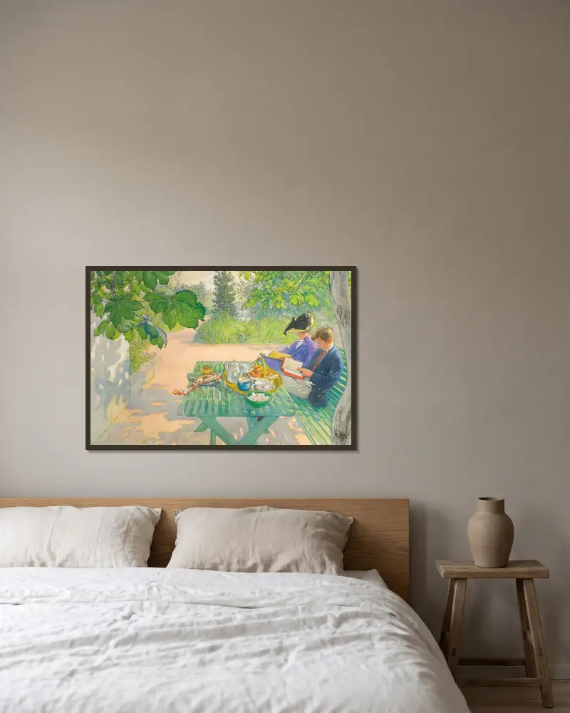 Prázdninové čtení, Carl Larsson v rámu na stěně