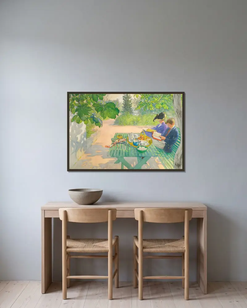 Prázdninové čtení, Carl Larsson v rámu na stěně