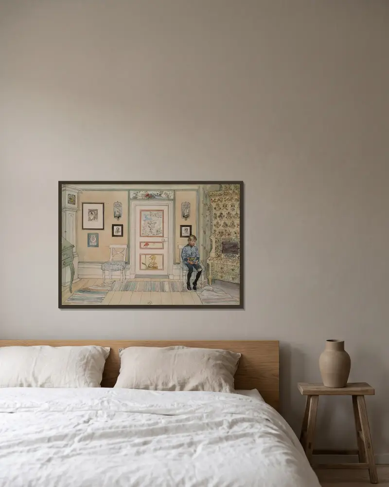 V hörnet, Carl Larsson v rámu na stěně