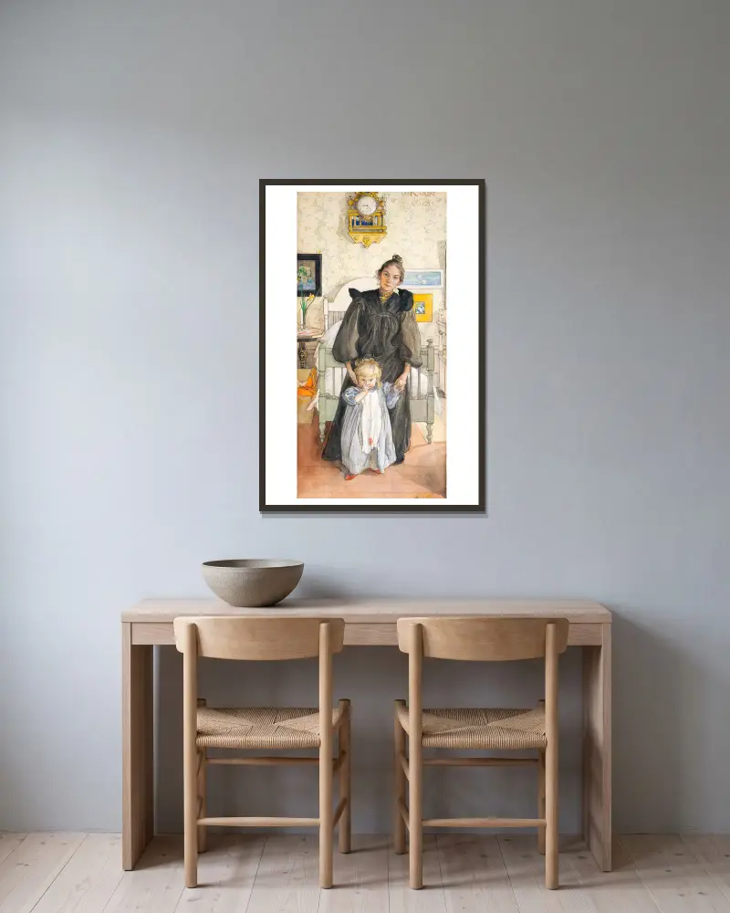 Karin und Kersti von Carl Larsson gerahmt an einer Wand
