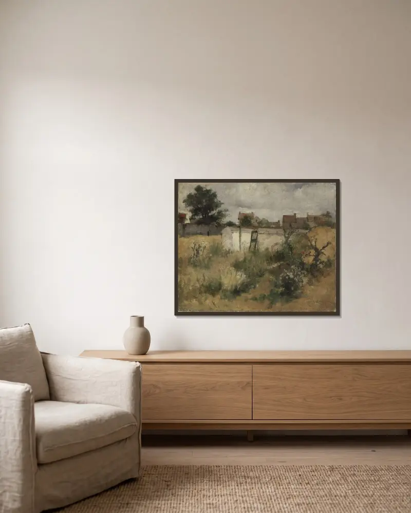 Landschaftsstudie aus Barbizon von Carl Larsson gerahmt an einer Wand