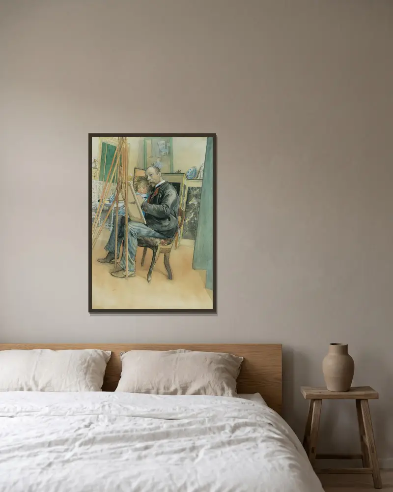 Zrcadlový obraz s Britou, Carl Larsson v rámu na stěně