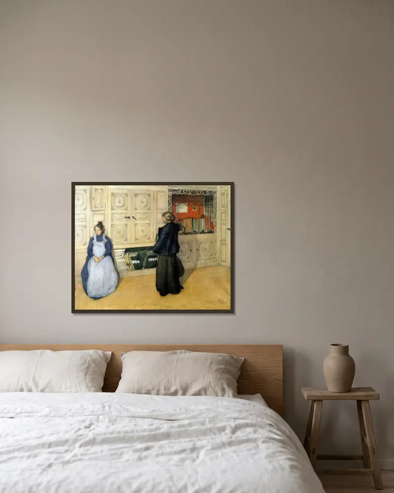 Mor och dotter av Carl Larsson inramad på en vägg