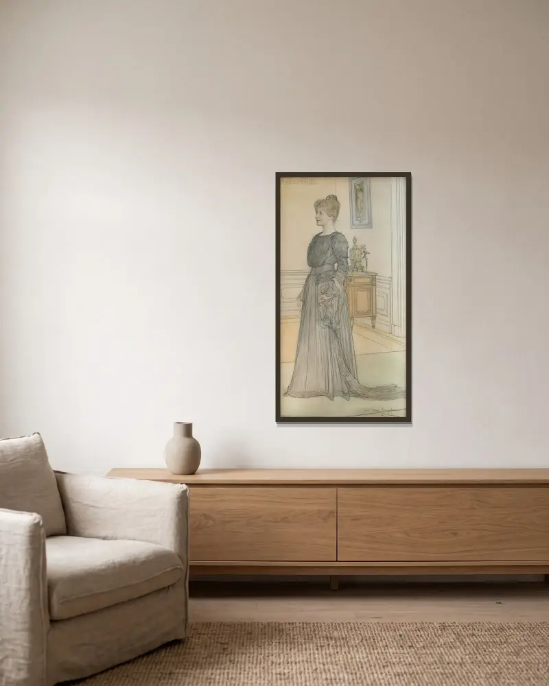 Porträt von Frau Signe Thiel, 1900 – Nr. 2 von Carl Larsson gerahmt an einer Wand