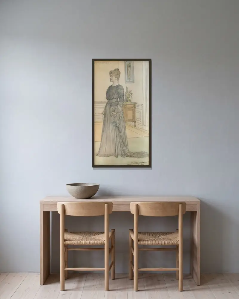Porträt von Frau Signe Thiel, 1900 – Nr. 2 von Carl Larsson gerahmt an einer Wand