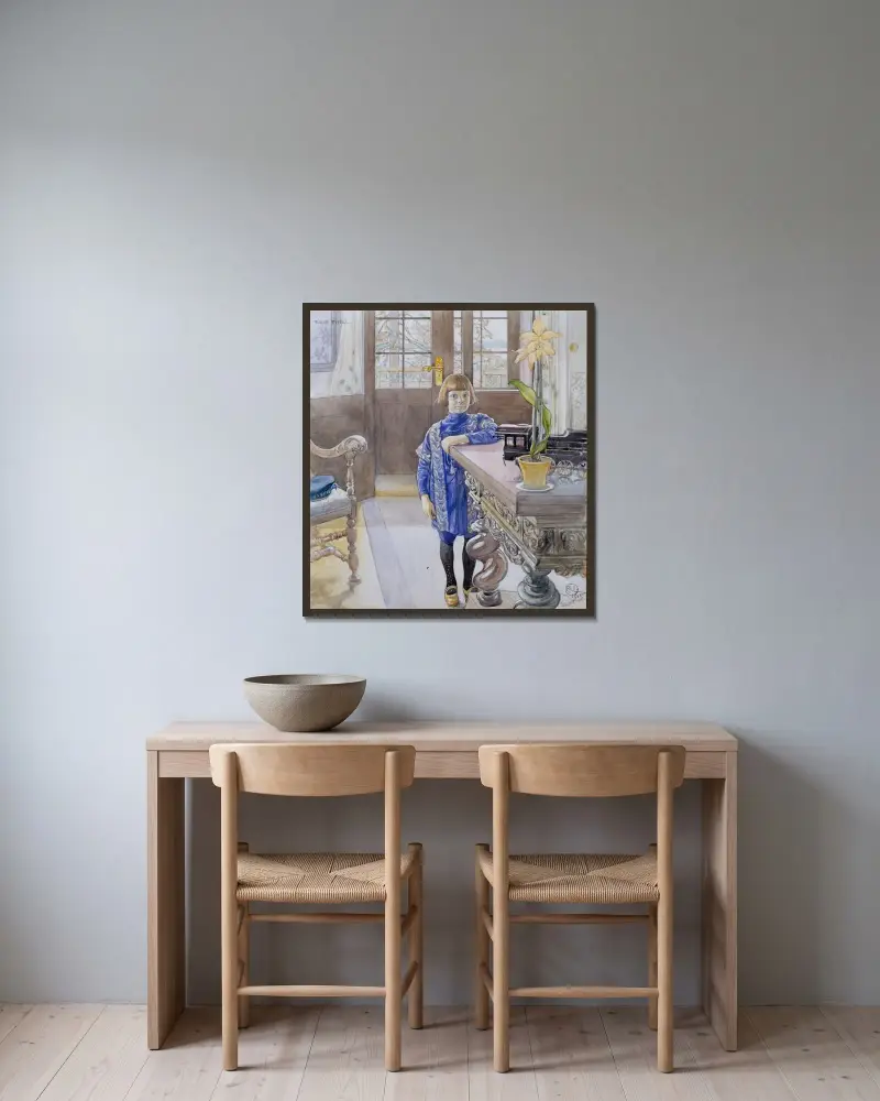 Porträtt av Tage Thiel av Carl Larsson inramad på en vägg