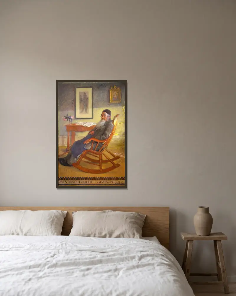 Porträtt av konstnärens far av Carl Larsson inramad på en vägg