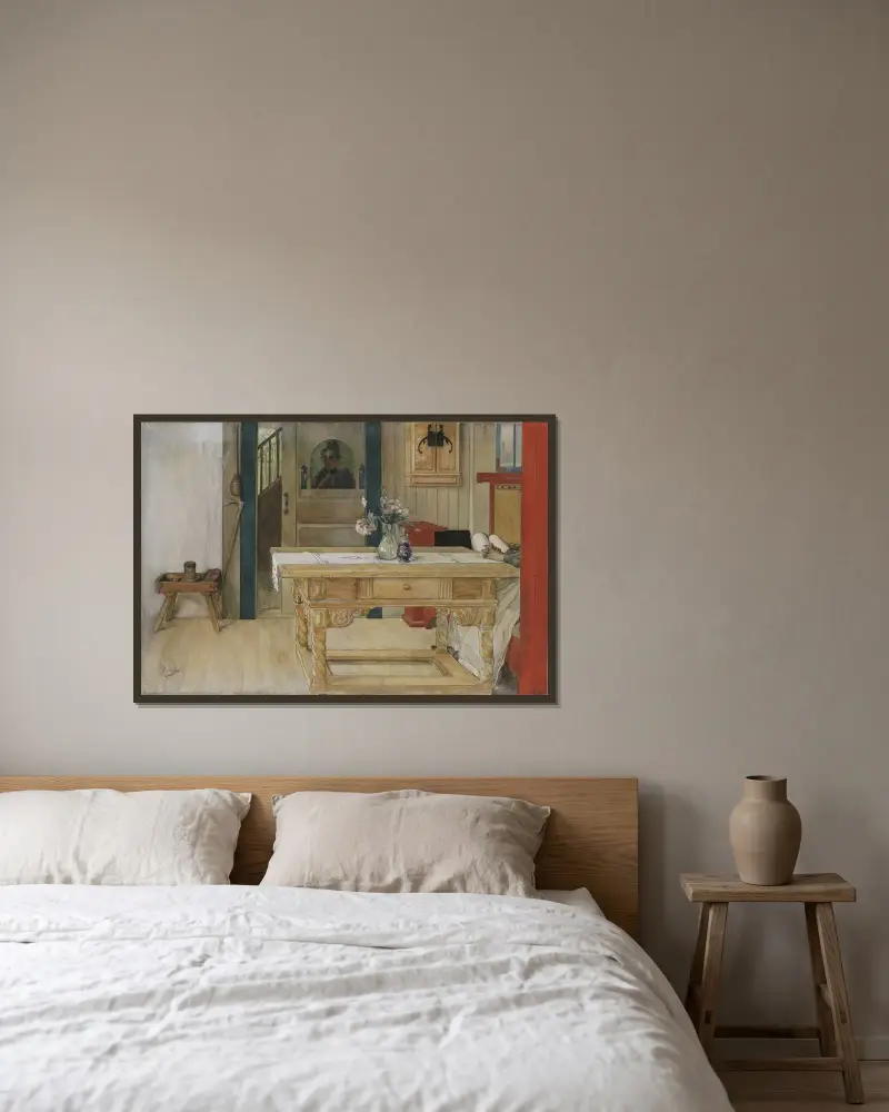 Sonntagsruhe von Carl Larsson gerahmt an einer Wand