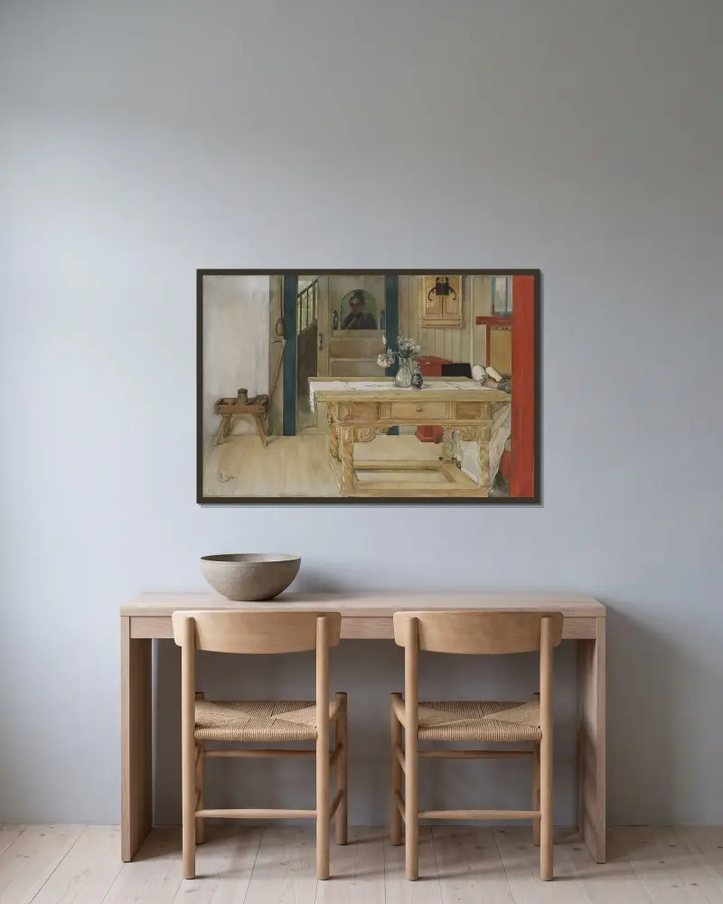Sonntagsruhe von Carl Larsson gerahmt an einer Wand