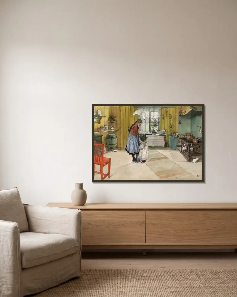 Köket, Carl Larsson v rámu na stěně