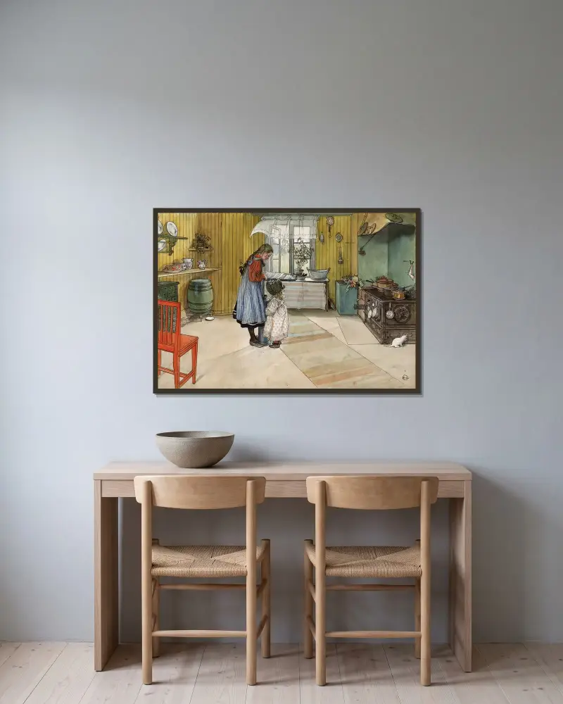 Köket, Carl Larsson v rámu na stěně
