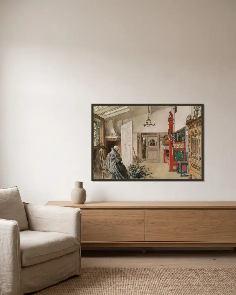 Ateliér – Nr. 1, Carl Larsson v rámu na stěně