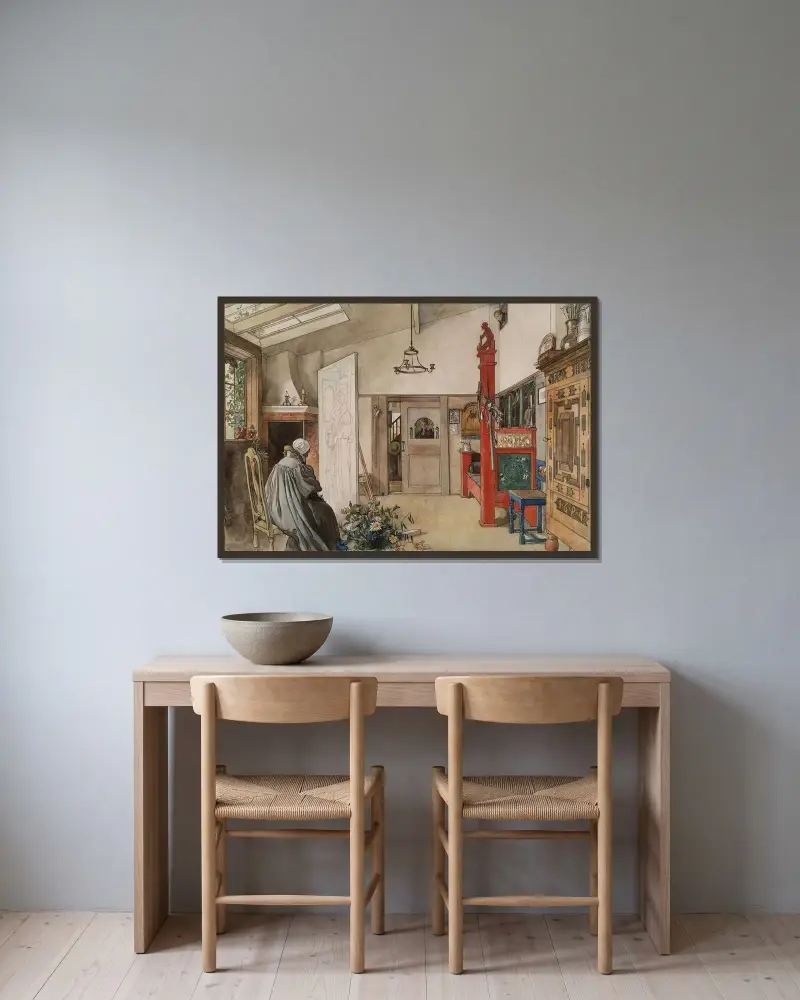 Ateliér – Nr. 1, Carl Larsson v rámu na stěně