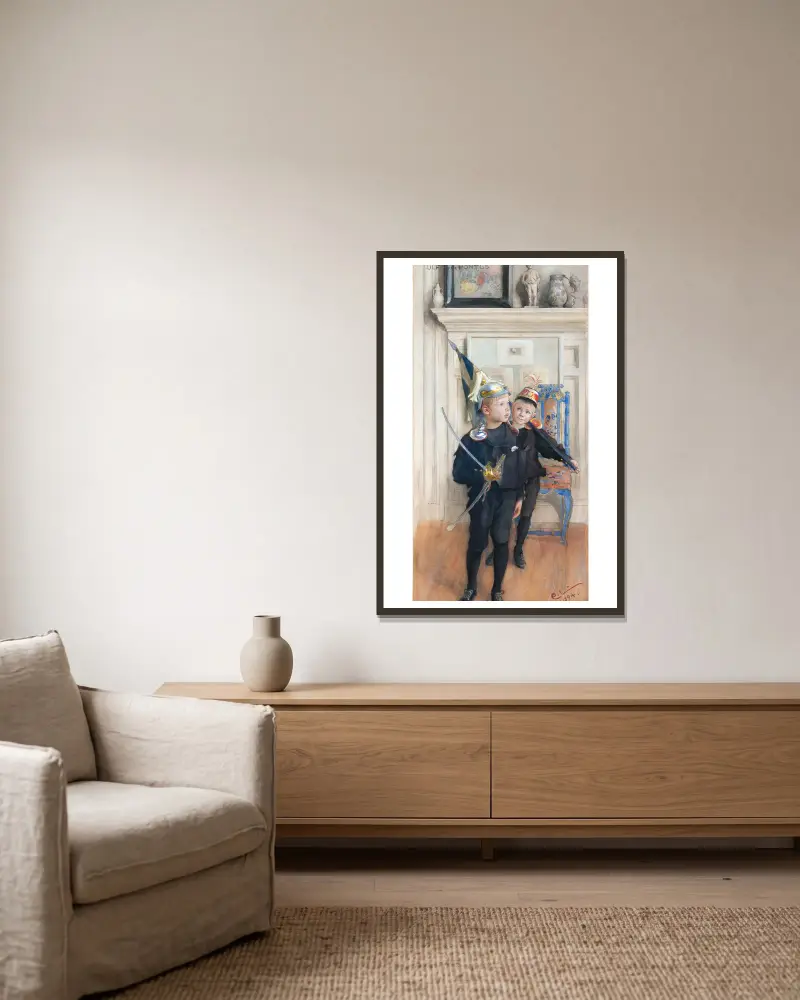 Ulf und Pontus von Carl Larsson gerahmt an einer Wand