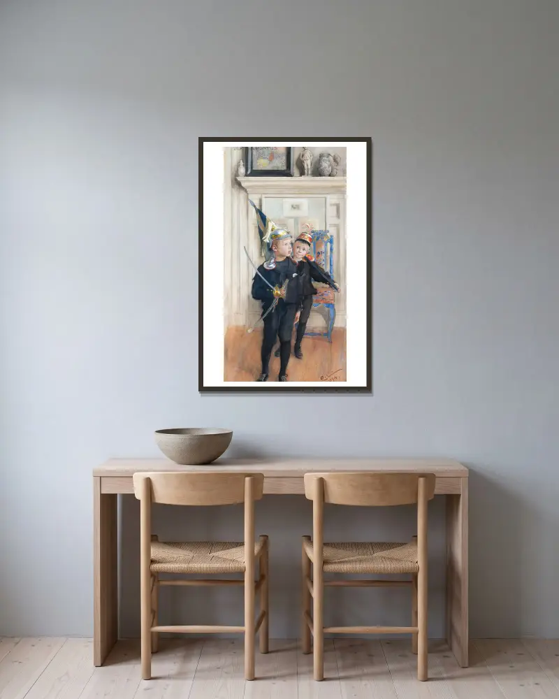 Ulf und Pontus von Carl Larsson gerahmt an einer Wand