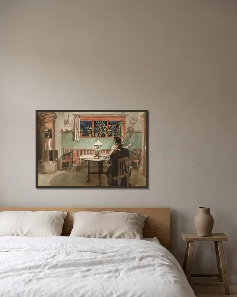 När barnen gått och lagt sig av Carl Larsson inramad på en vägg