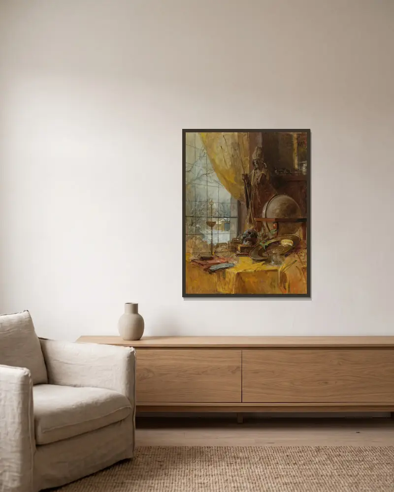 Atelieransicht von Carl Moll gerahmt an einer Wand