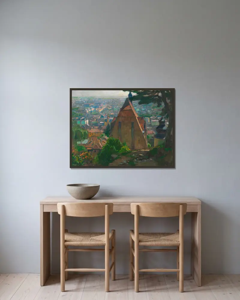 Pohled na Mödling, Carl Moll v rámu na stěně