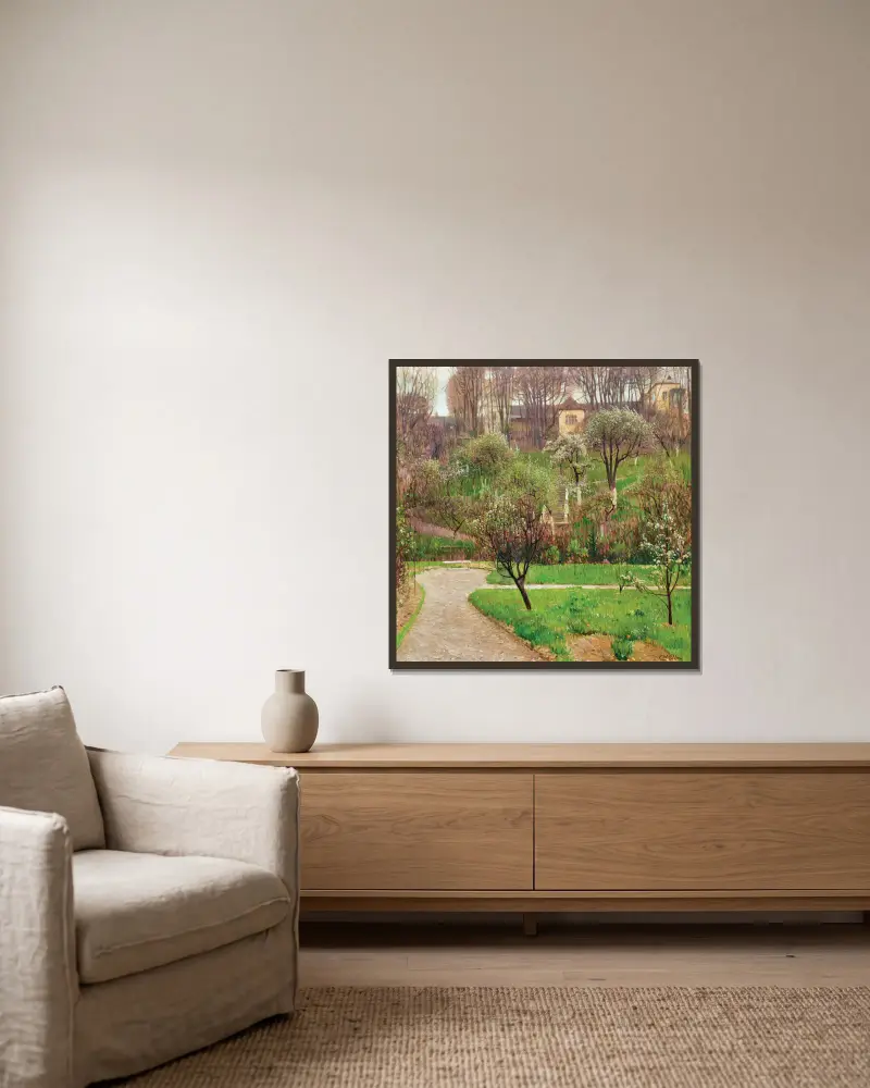 Garten in Döbling von Carl Moll gerahmt an einer Wand