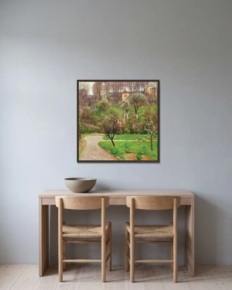 Garten in Döbling von Carl Moll gerahmt an einer Wand