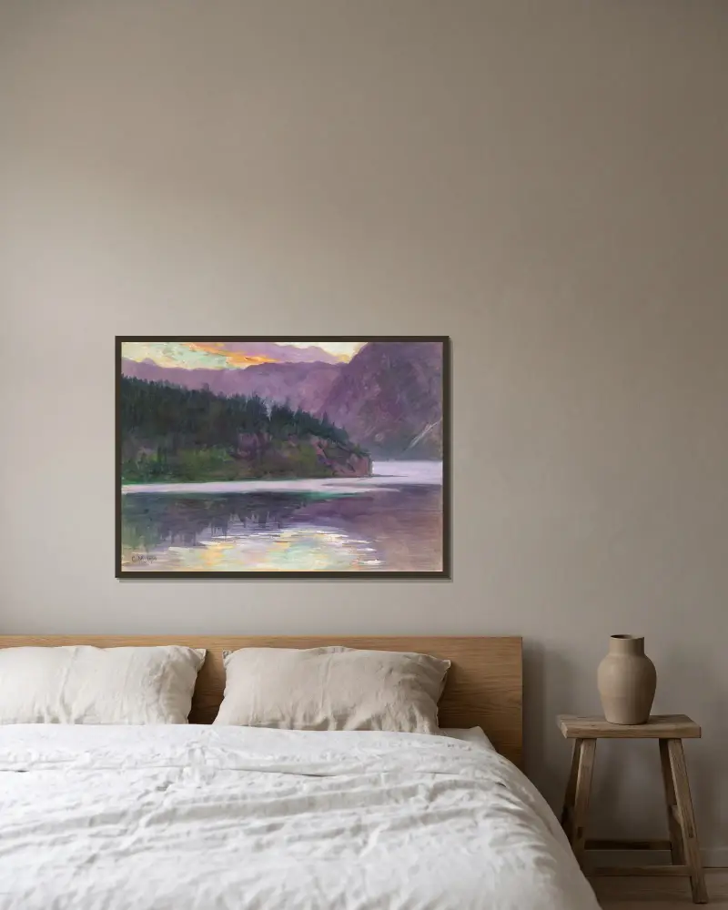 Gebirgssee av Carl Moll inramad på en vägg