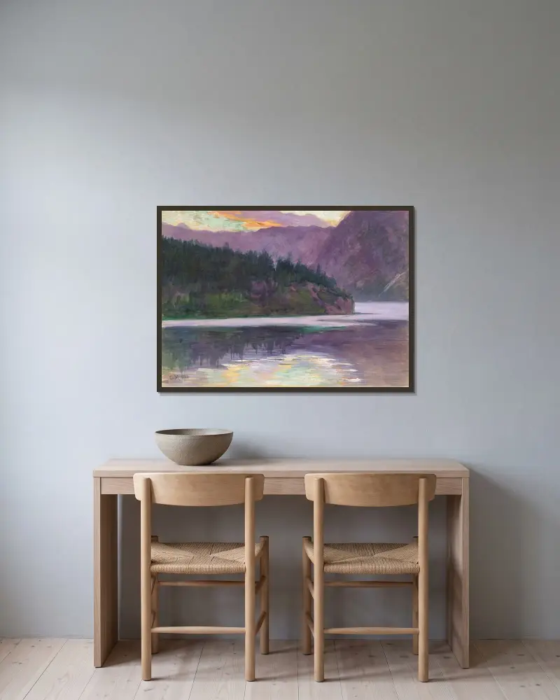 Gebirgssee av Carl Moll inramad på en vägg