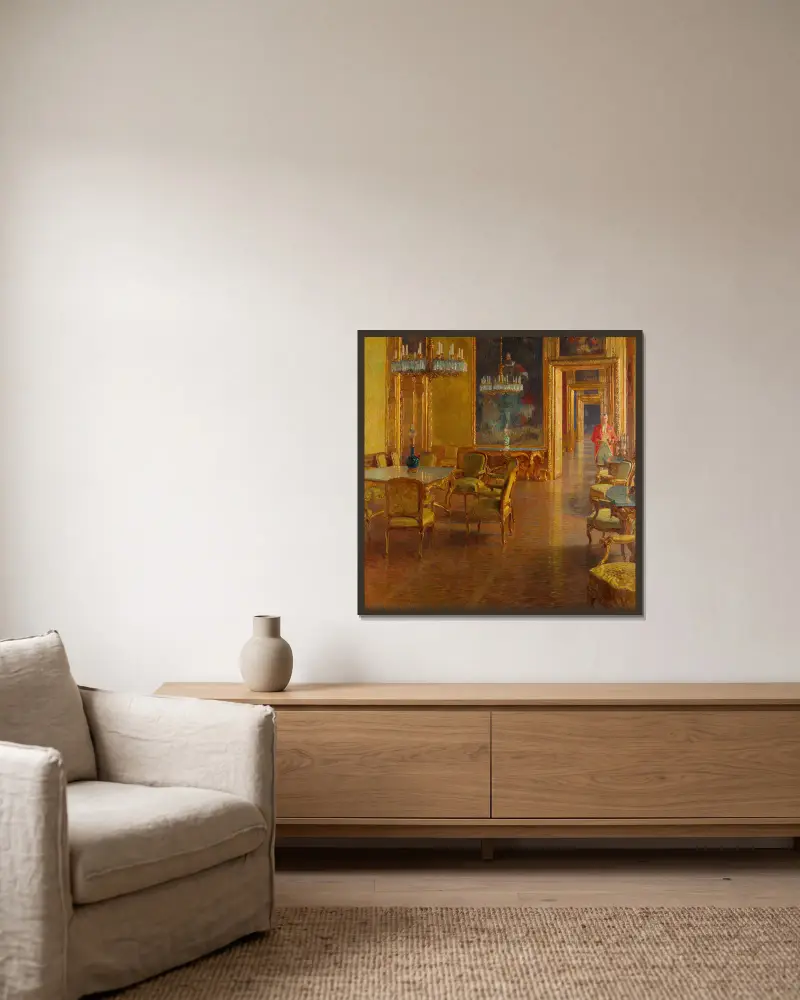 Interieur im Winterpalais des Prinzen Eugen von Savoyen in der Himmelpfortgasse av Carl Moll inramad på en vägg