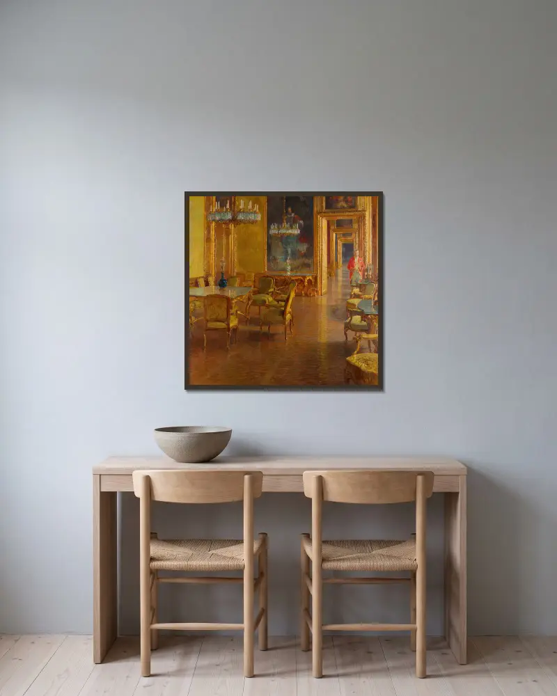 Interieur im Winterpalais des Prinzen Eugen von Savoyen in der Himmelpfortgasse av Carl Moll inramad på en vägg