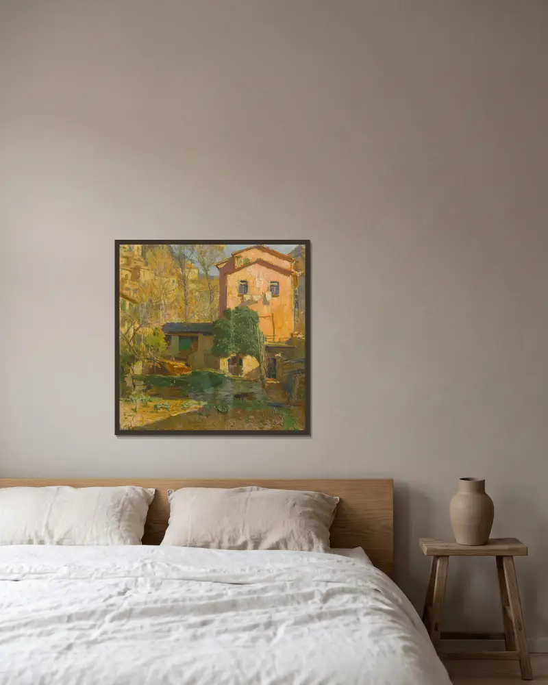 Landschaft an der Riviera Ligure, Italien von Carl Moll gerahmt an einer Wand