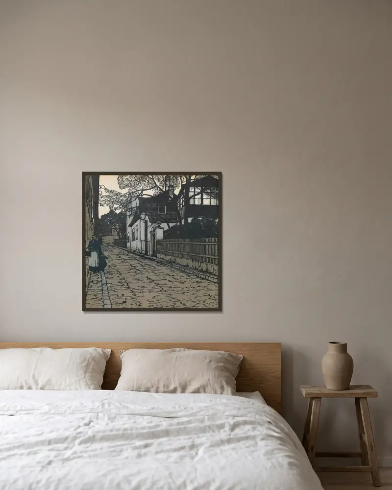 Landskapsbild (Wien XIX, Hohe Warte) av Carl Moll inramad på en vägg