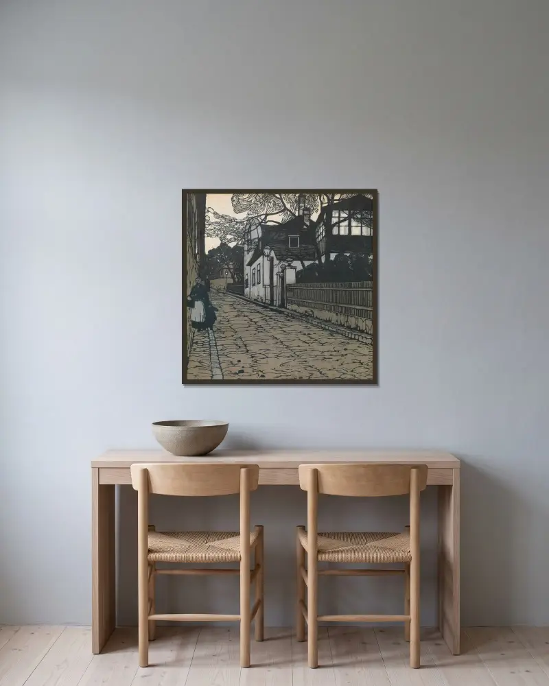 Landskapsbild (Wien XIX, Hohe Warte) av Carl Moll inramad på en vägg