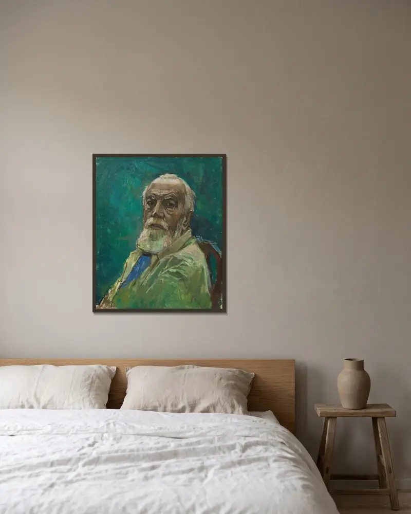 Självporträtt av Carl Moll inramad på en vägg