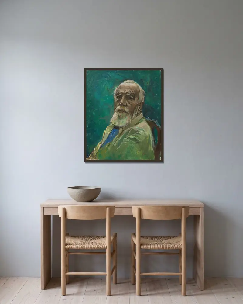 Självporträtt av Carl Moll inramad på en vägg