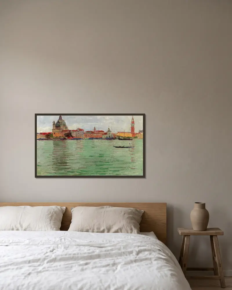 Venedig, Santa Maria della Salute och Campanile di San Marco av Carl Moll inramad på en vägg