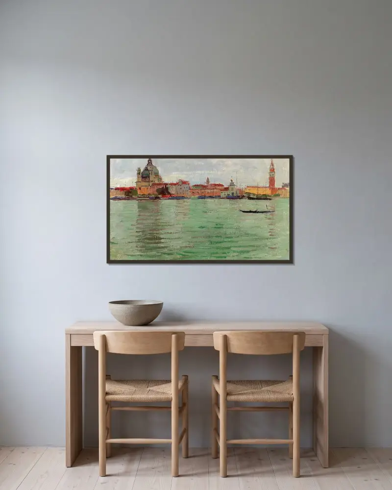 Venedig, Santa Maria della Salute och Campanile di San Marco av Carl Moll inramad på en vägg