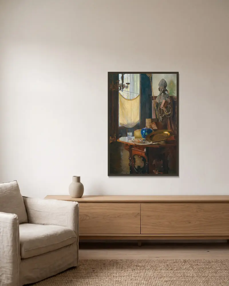 View of the studio av Carl Moll inramad på en vägg