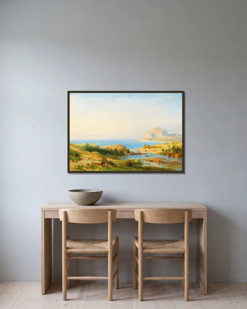 Landskap från Cefalù, Sicilien av Carl Morgenstern inramad på en vägg