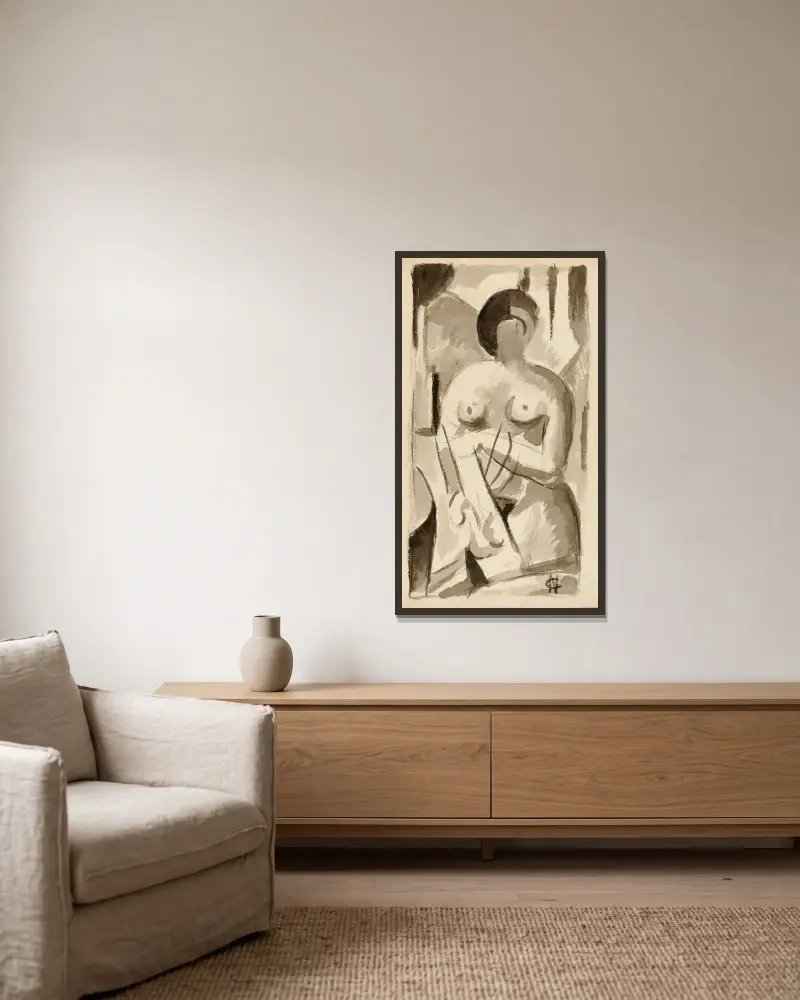 Abstrakt 5 von Carl Newman gerahmt an einer Wand