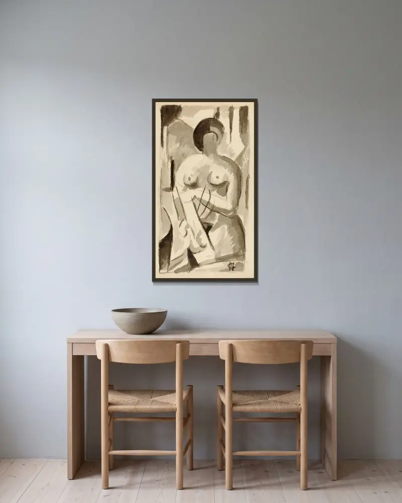 Abstrakt 5 von Carl Newman gerahmt an einer Wand