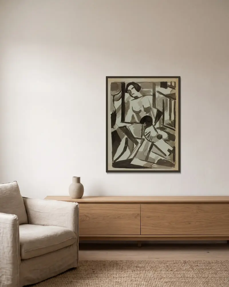 Abstrakt IV von Carl Newman gerahmt an einer Wand