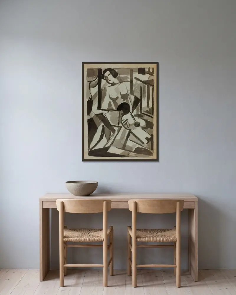 Abstrakt IV von Carl Newman gerahmt an einer Wand