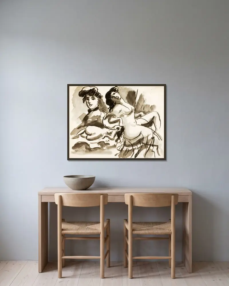 Composite of Three Women av Carl Newman inramad på en vägg