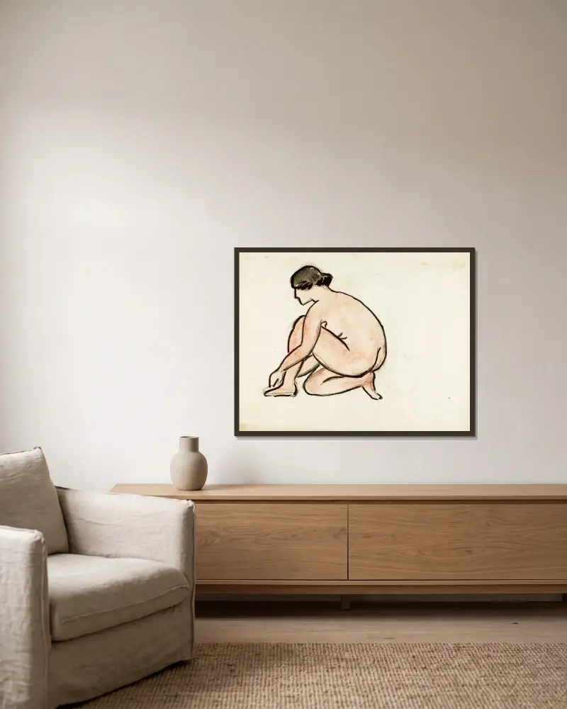 Kvinnlig figur av Carl Newman inramad på en vägg