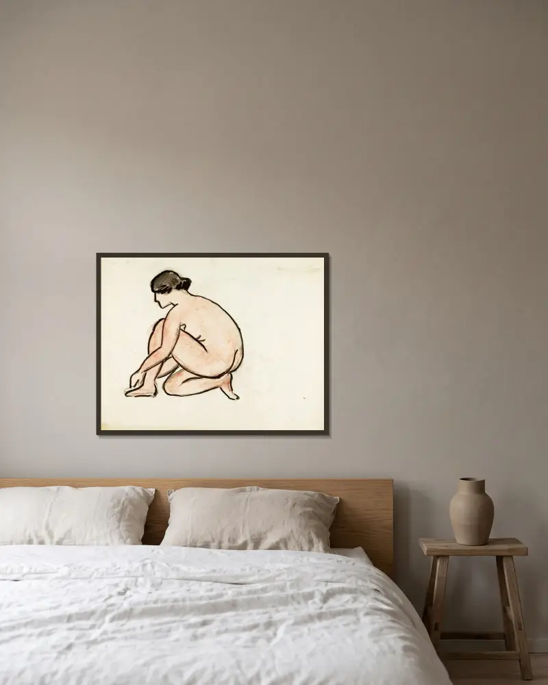 Kvinnlig figur av Carl Newman inramad på en vägg