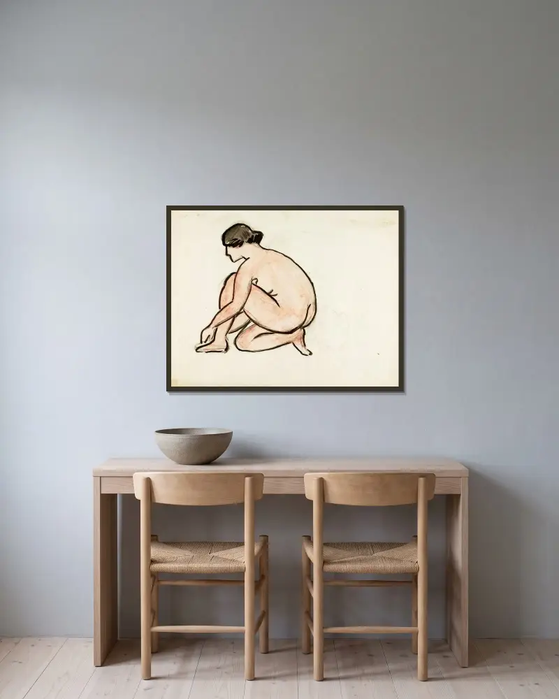 Kvinnlig figur av Carl Newman inramad på en vägg