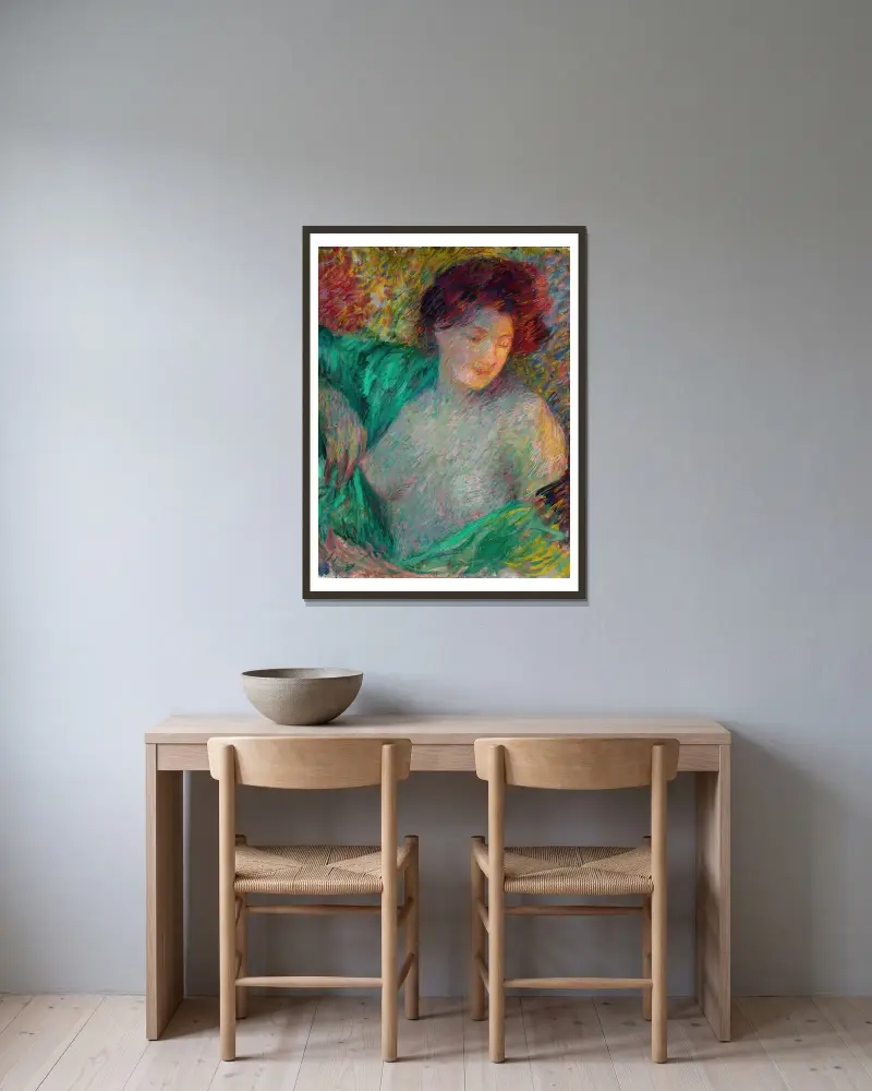Head of a Young Girl Facing Her Left av Carl Newman inramad på en vägg